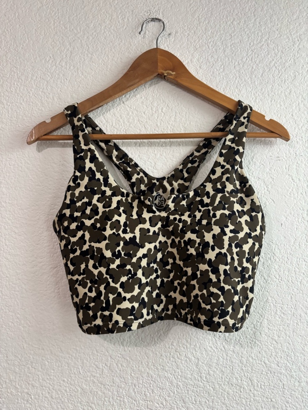 Sage Collective Leopard Print Sports Bra Black Cream Green Medium